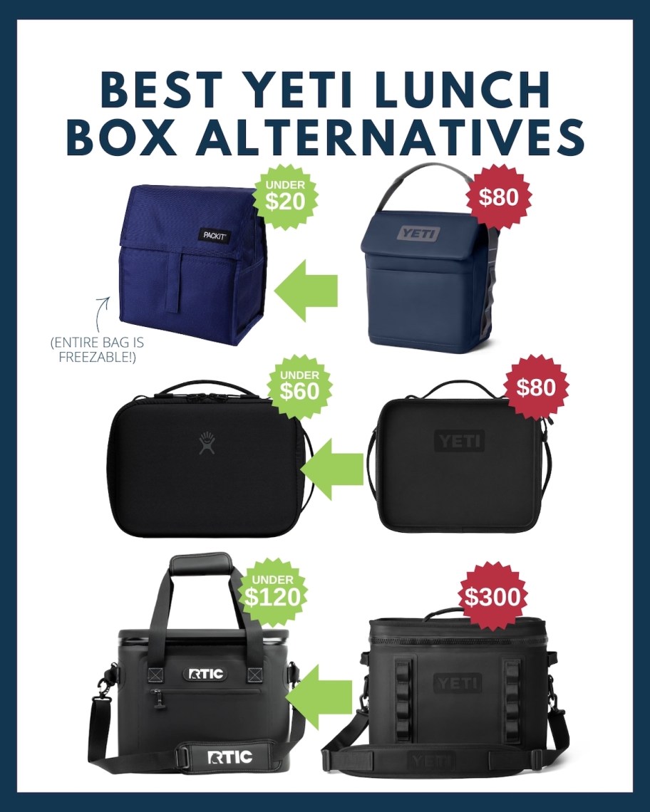 best yeti lunch box alternatives graphic with price comparisons