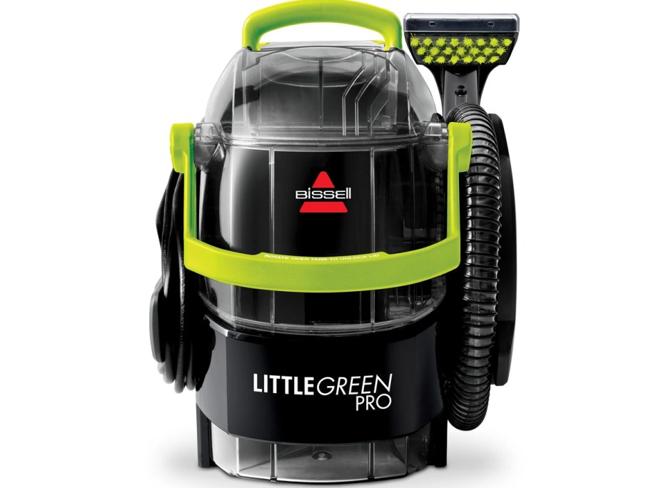 black and lime green little green cleaner stock image