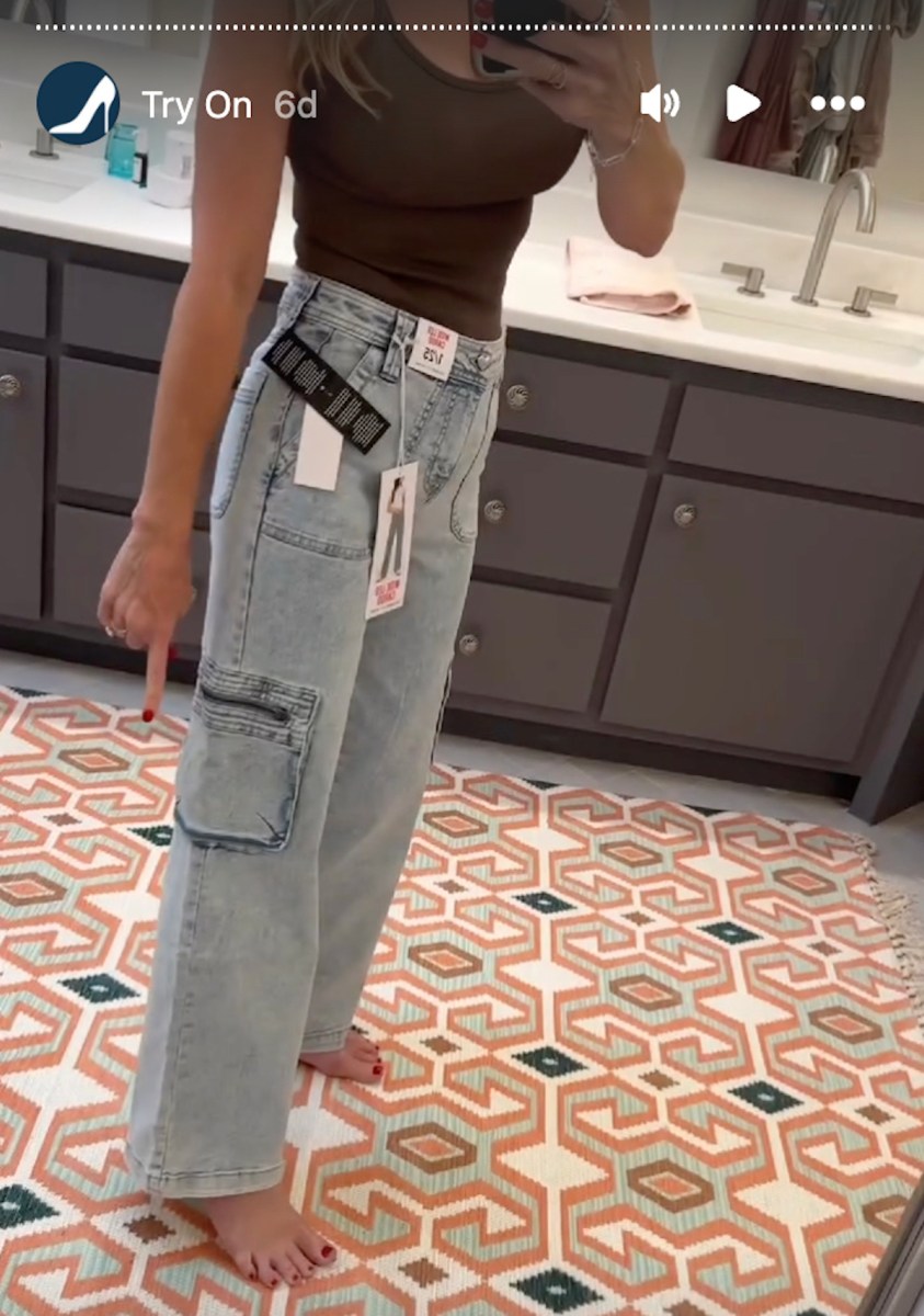 screenshot of woman showing off jeans on instagram try on highlight reel