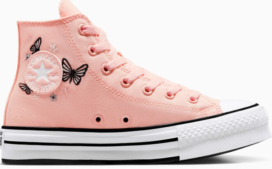 pink butterfly converse shoe