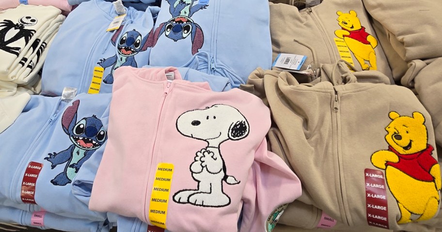 snoopy, pooh, and stitch hoodies