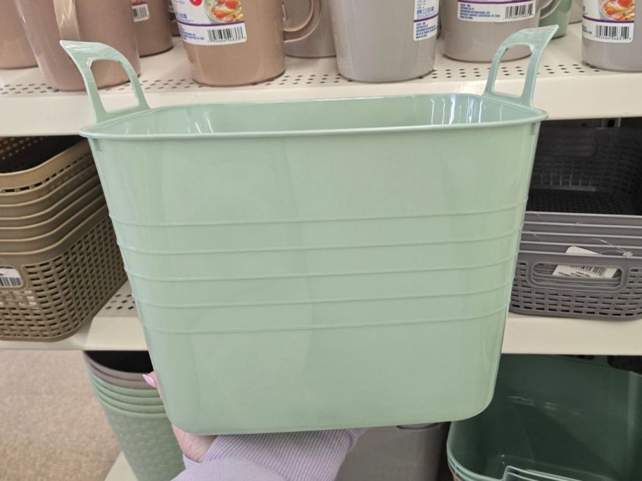 Square Basket w/ Handles in hand in store