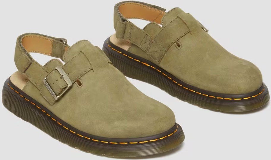 green leather dr marten mule shoes