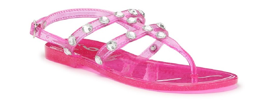 pink jelly sandals with rhinestones