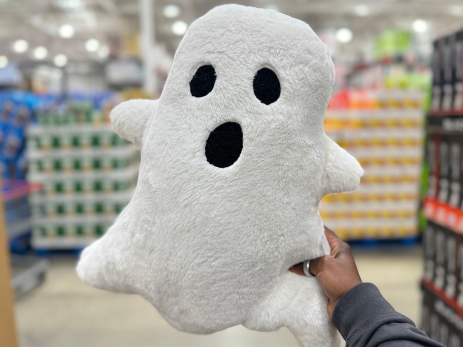 hand holding ghost pillow