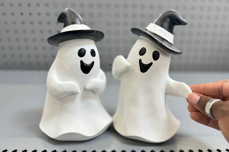 ghosts in witch hats figurines