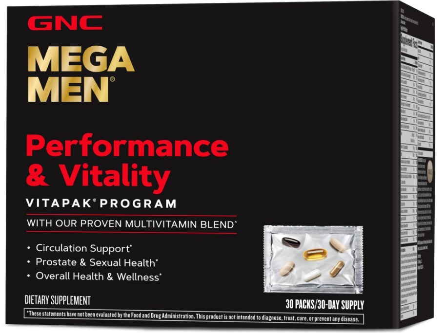 black box of GNC Mega Men Performance and Vitality Vitapak Program (30 Servings)