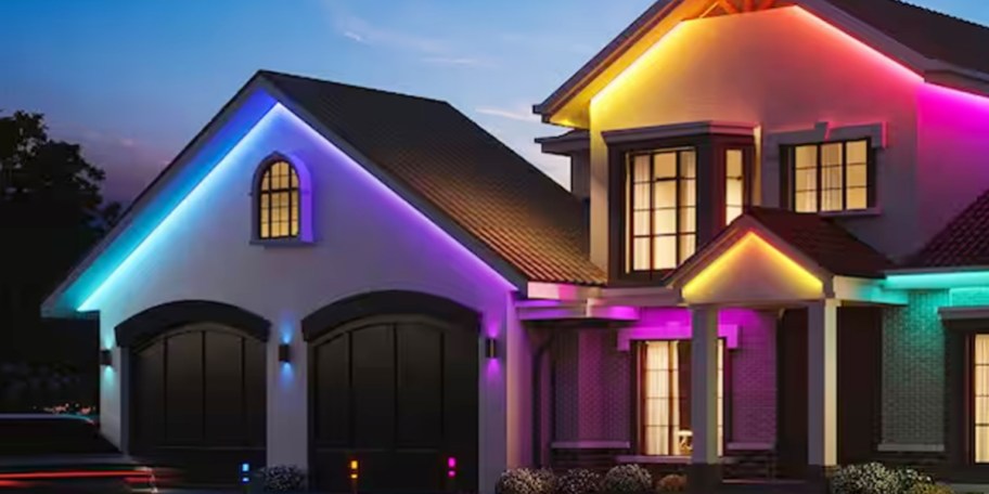 strip lights on house