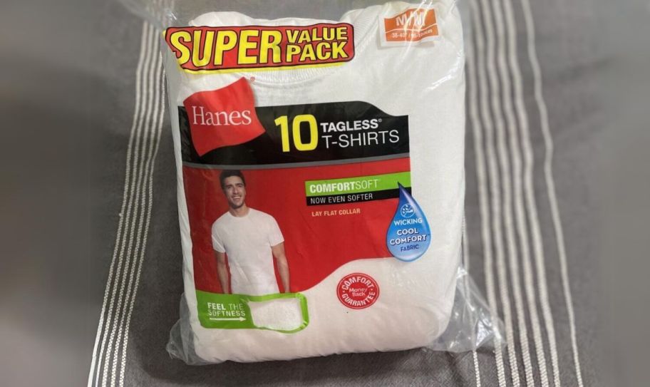 mens hanes crew neck tees in a 10 pack