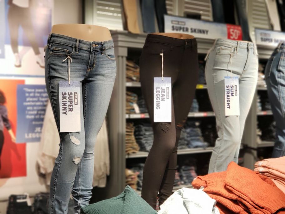 womens hollister jeans in store on mannequins