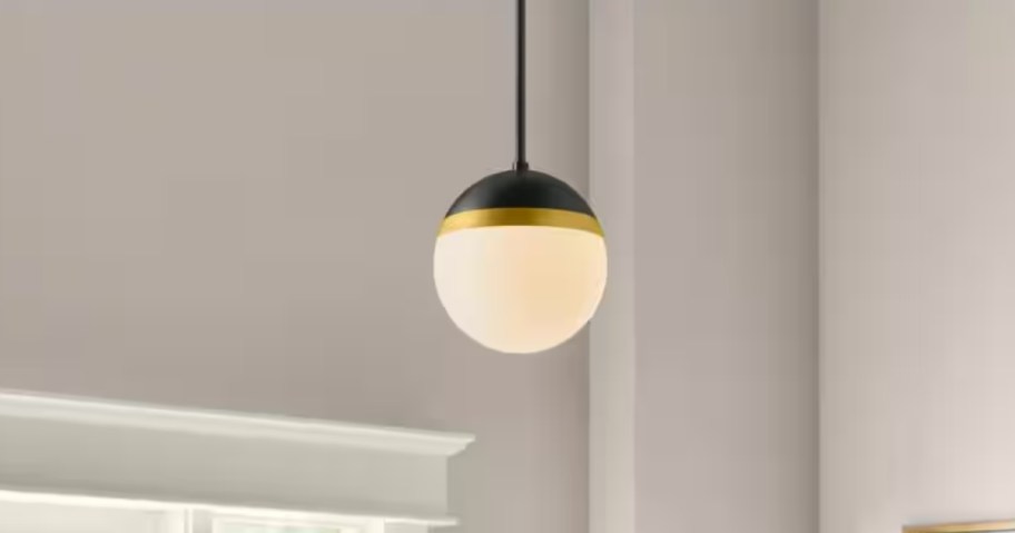 round single pendant light matte white, gold and black