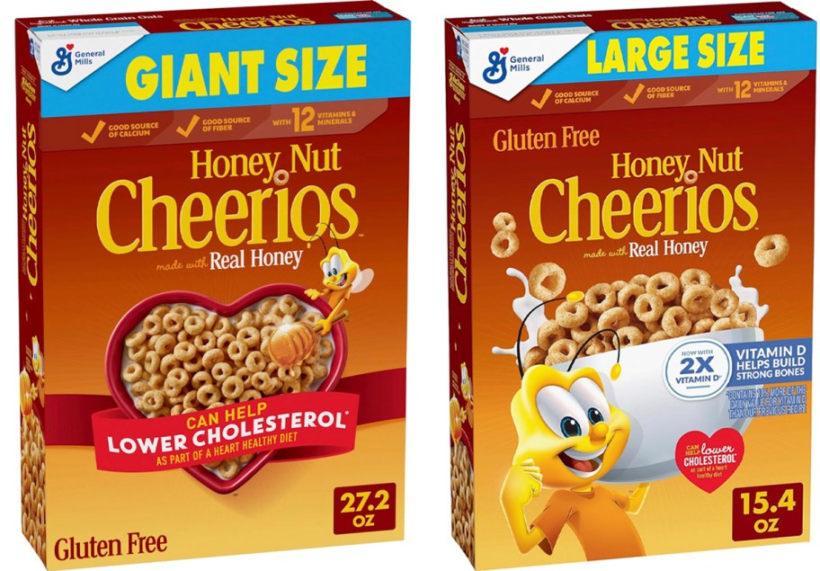 two boxes of honey nut cheerios cereal 