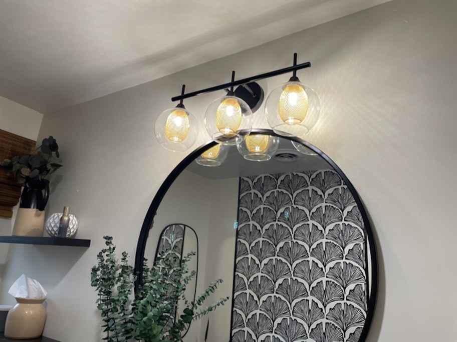 bathroom trio vanity light with circle mirror