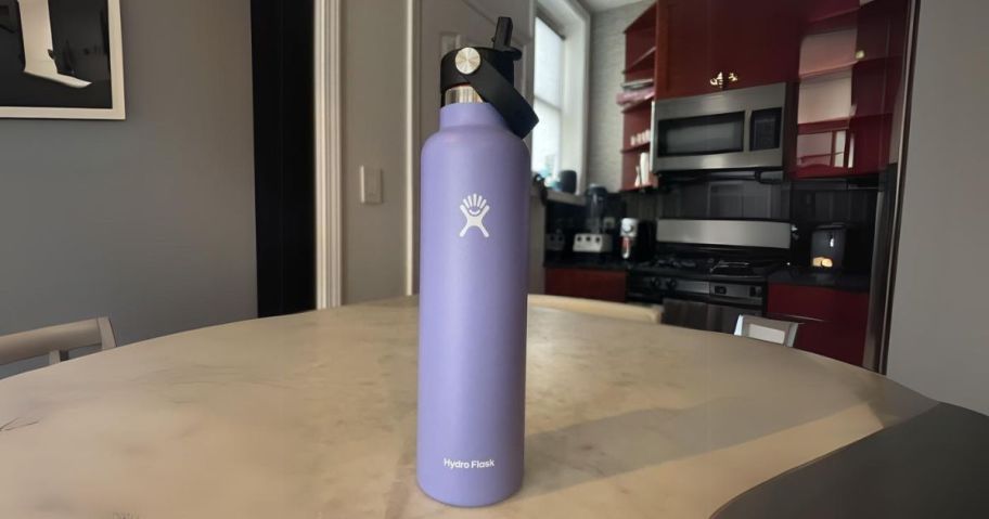 hydro flask bottle sitting on kitchen counter