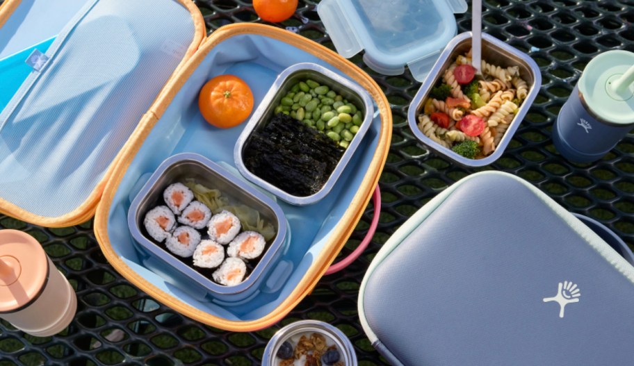 hydro flask lunch box with food inside