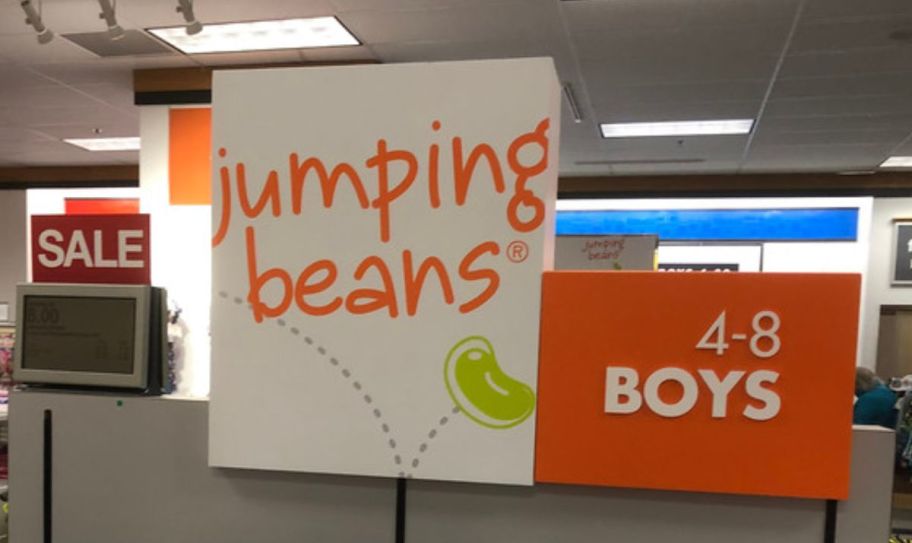 jumping beans sign in a kohls store