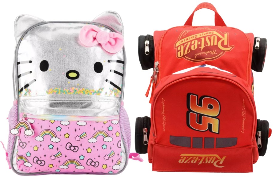 hello kitty and lightning mcqueen kids backpacks