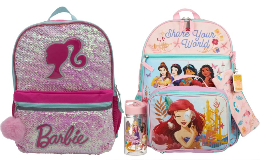 barbie and disney princess kids backpacks