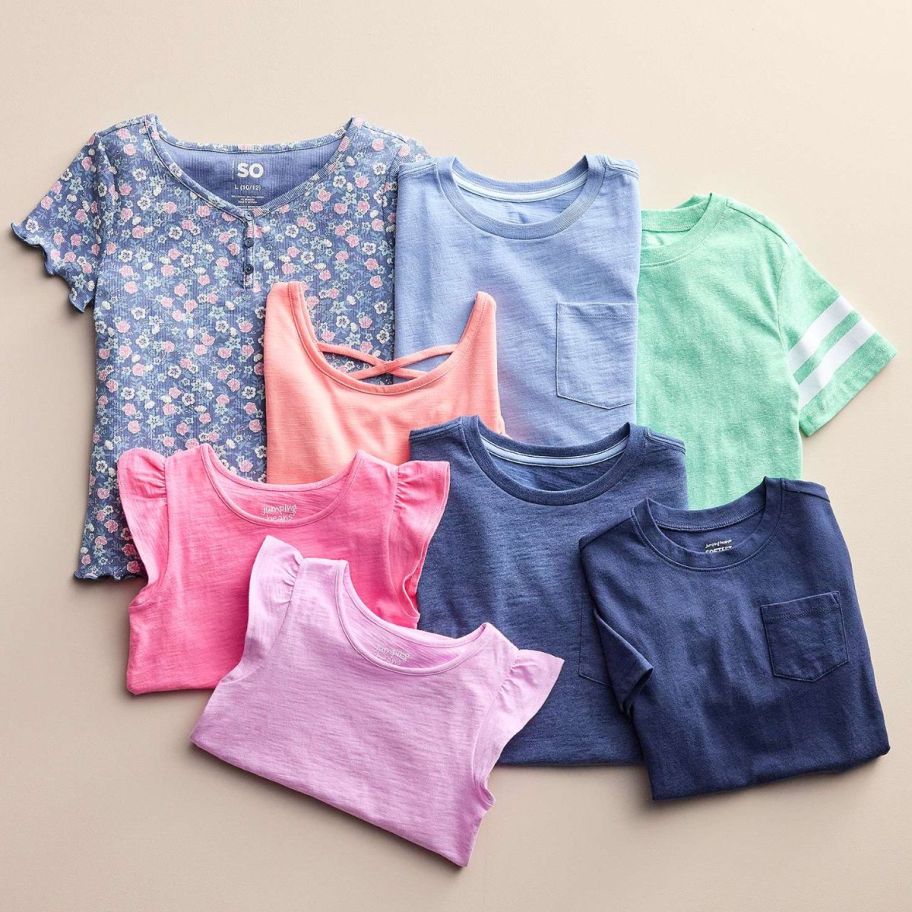 Kids jumping beans tops in various colors