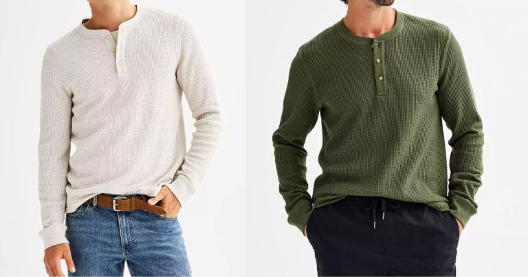 Sonoma Waffle Thermal Henley Perfect for Layering XXL Heather Gray