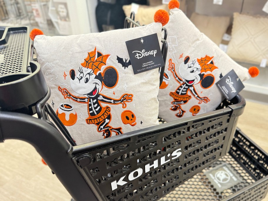 two minnie mouse halloween pillows in shopping cart 