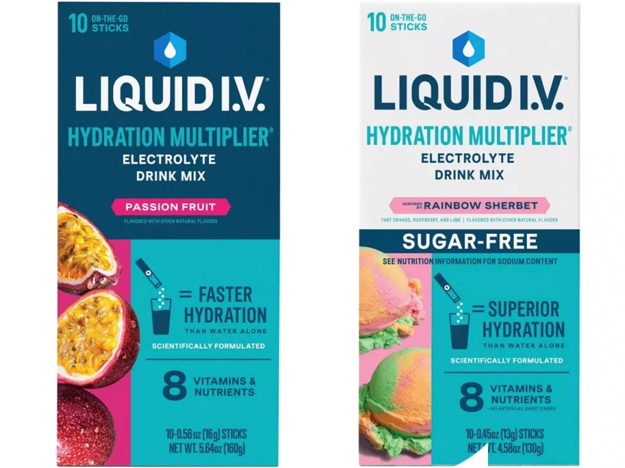 liquid iv multiplier and sugar free boxes