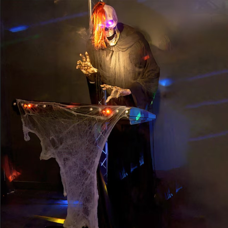 Halloween animatronic Grim Reaper playing the keyboard