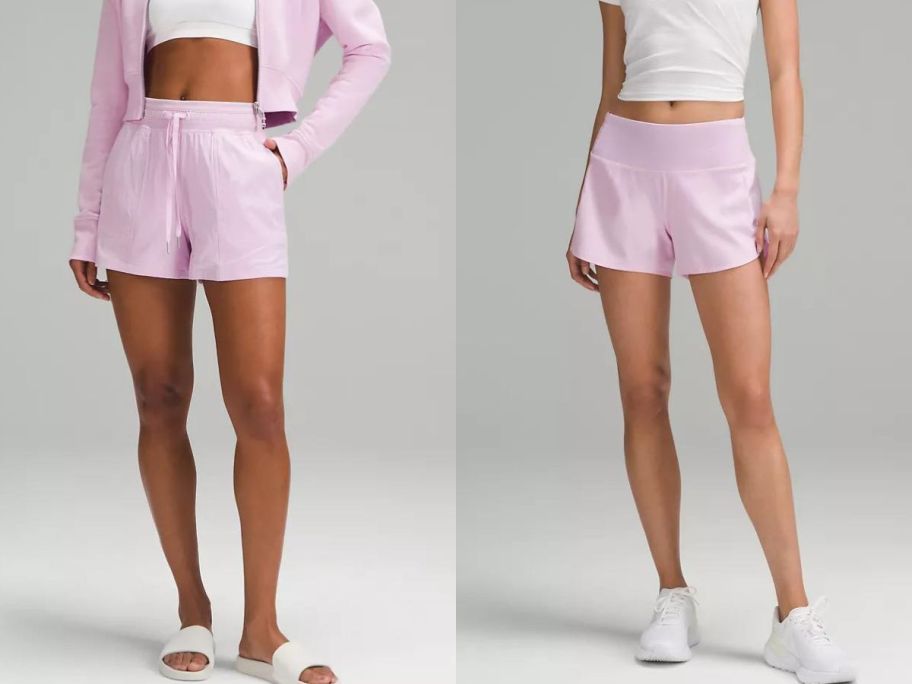 Stock images of two women wearing lululemon shorts