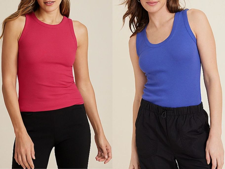 stock images of 2 women wearing maurices tank tops