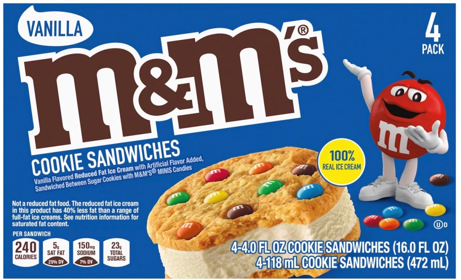 m&ms cookie ice cream sandwiches box