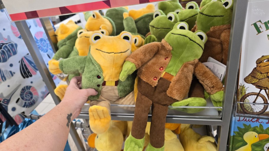 frog and toad kohls cares plush toys on a store shelf