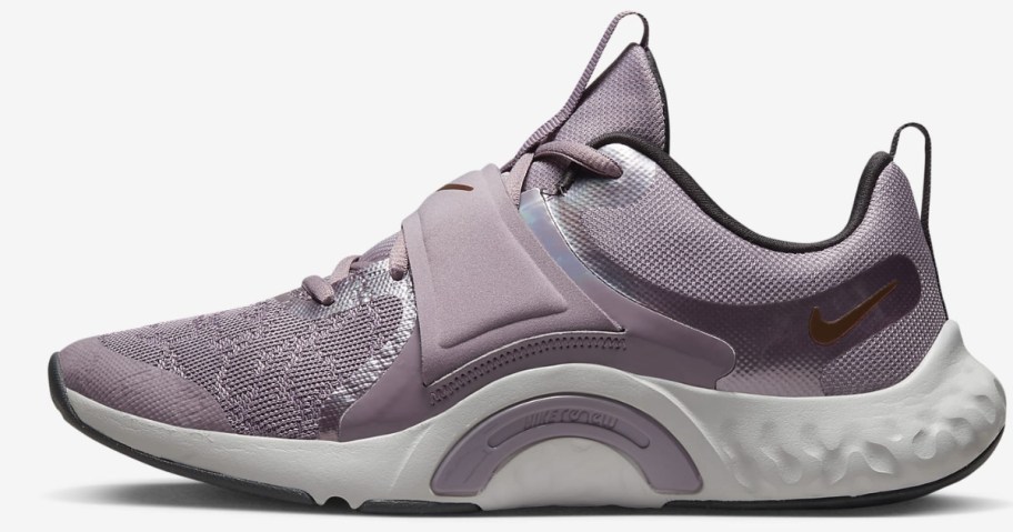 lavender purple and white women's Nike running shoe