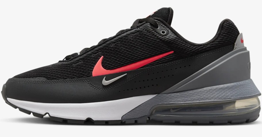 black, white and red men's Nike Air Max shoe