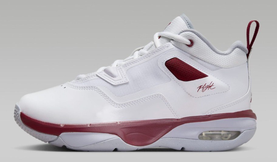 maroon and white jordan shoes