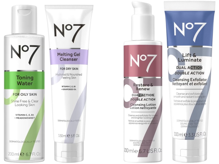 four No7 Beauty skincare products