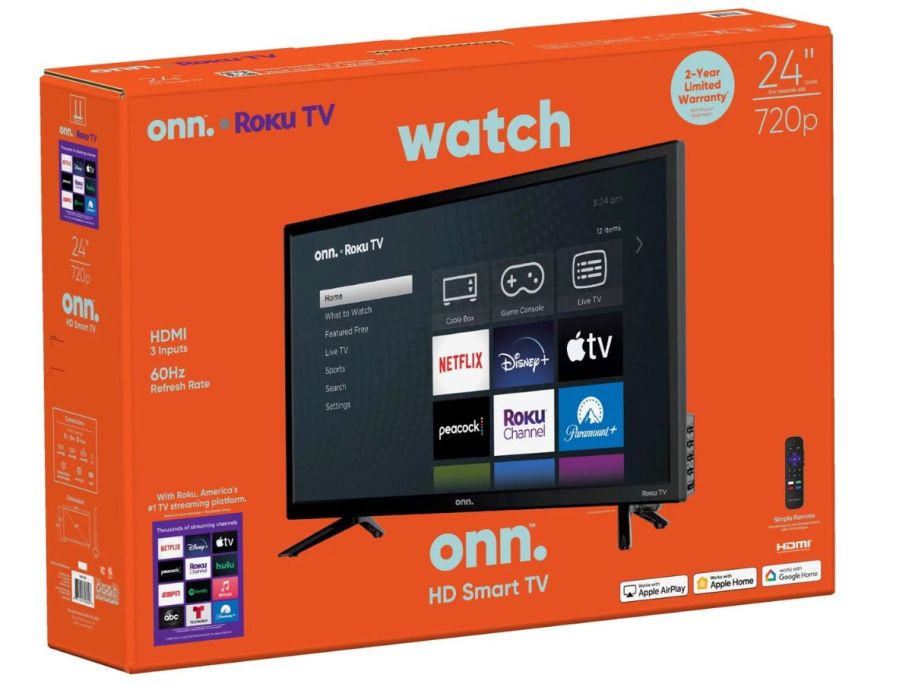 An onn. Roku TV 24 in a box