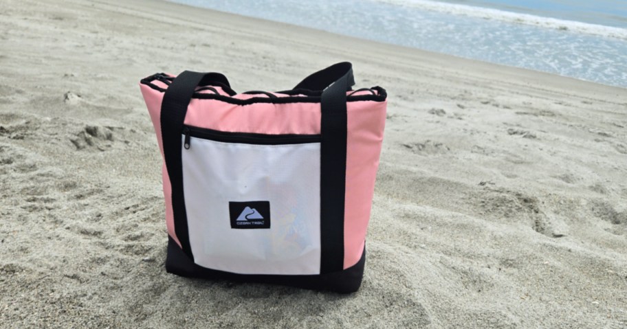 ozark trail cooler bag sitting on the beach