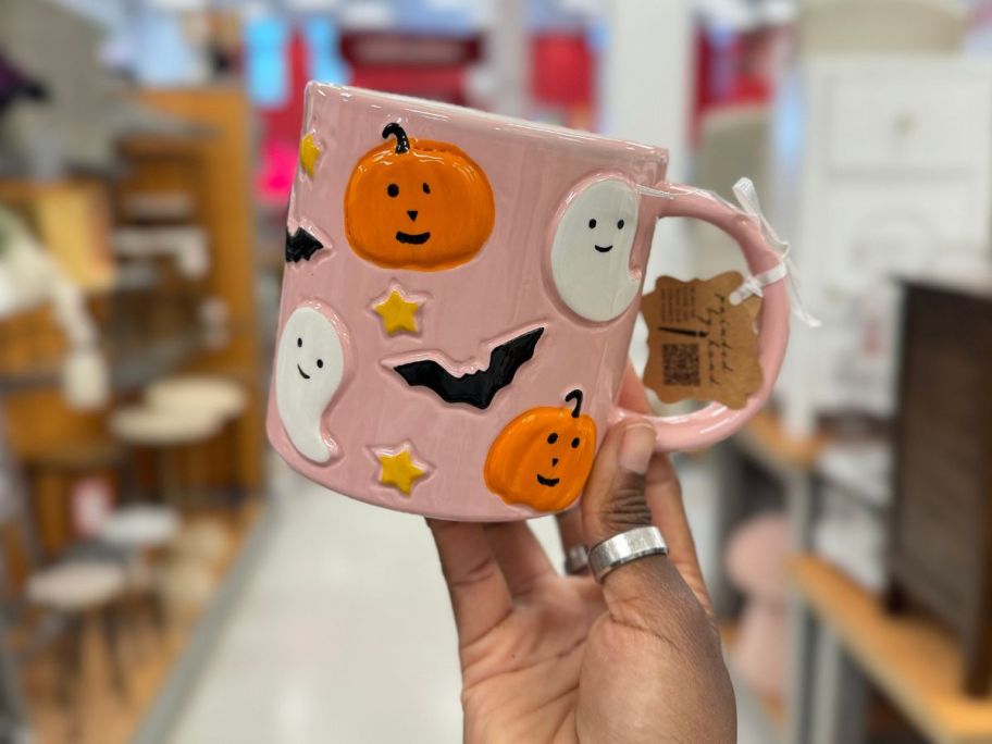 pink halloween coffee mug