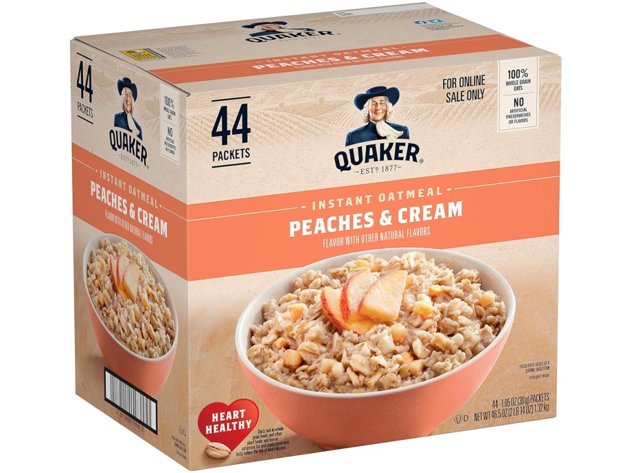 quaker oatmeal peaches and cream box