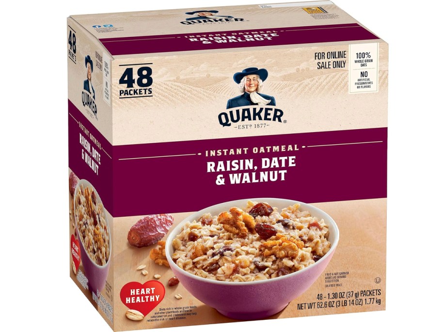quaker raisin oatmeal box