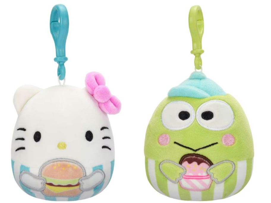 Hello Kitty and Keroppi Squishmallow clip ons