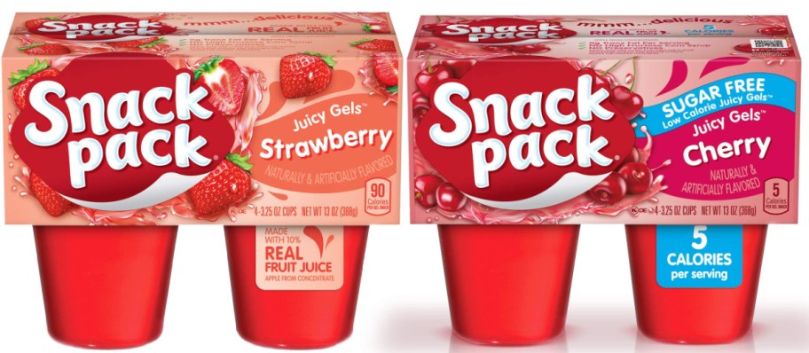 stcok images of snack packs in strawberry and cherry