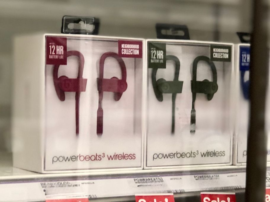 headphones on shelf in store