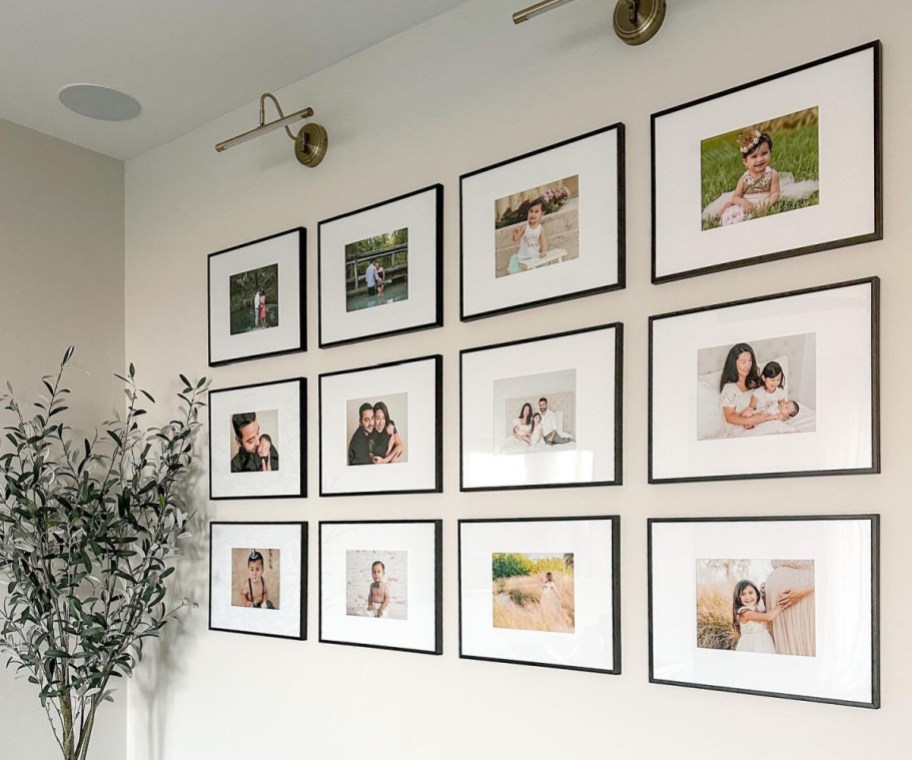 black frame white matted gallery wall
