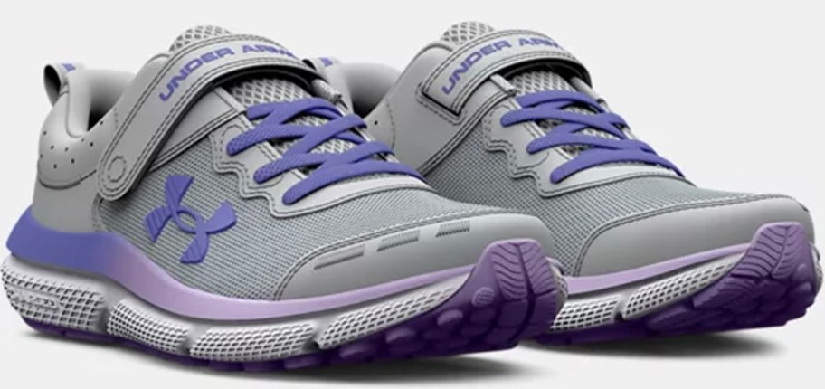 gray and purple under armour shoes