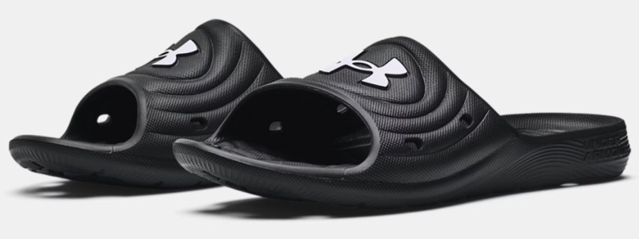 pair of black slides