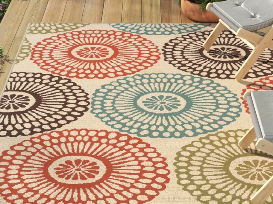 multicolored circle area rug