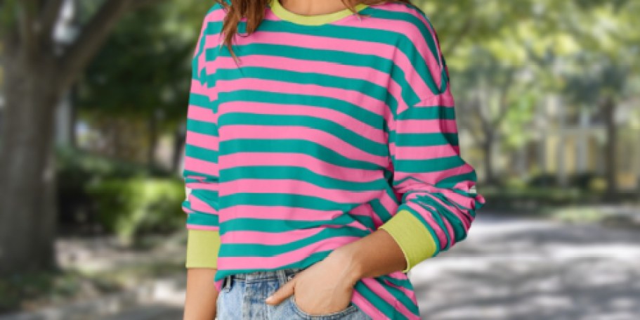 Women’s Striped Crewneck Long-Sleeve Shirt JUST $11.99 on Amazon (Reg. $20)