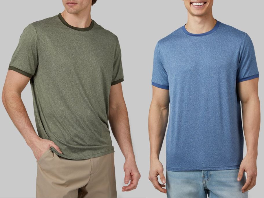 Stock images of two men wearing 32 degrees ringer tees