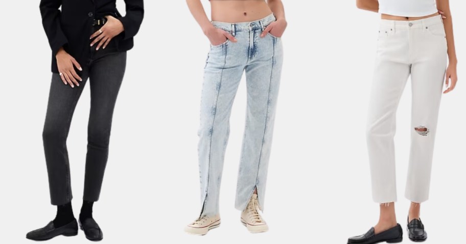 women wearing different colors and styles of jeans